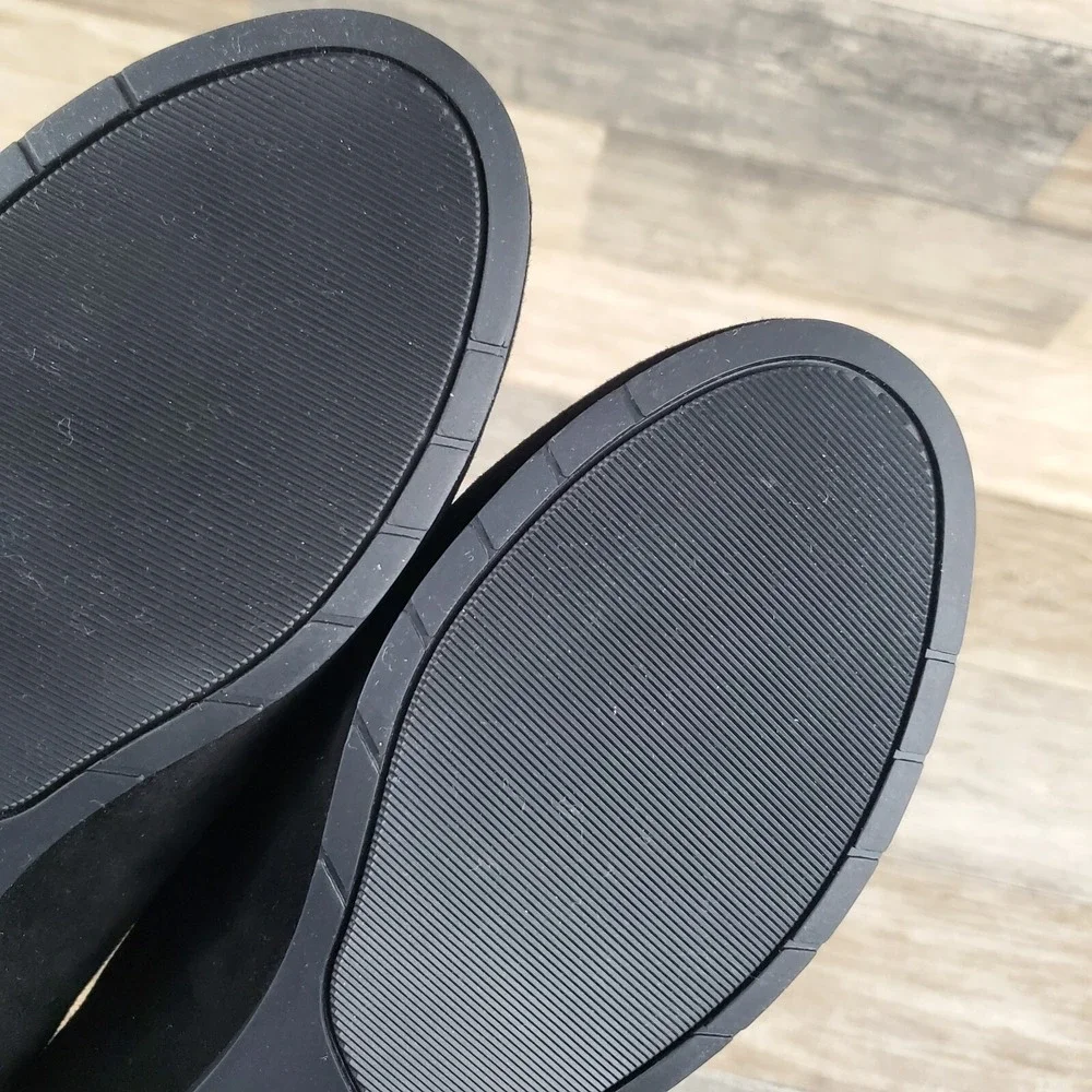 Eileen Fisher UNA 2‎ Womens Flats Sz 7.5 M Comfort Black Suede Slip-On Shoes